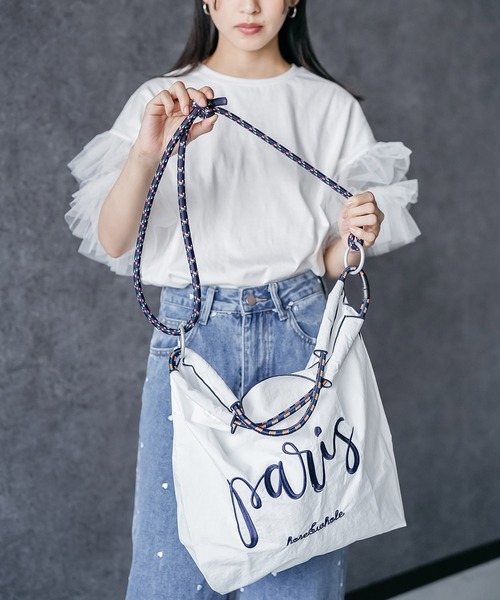 mili an deni(ミリアンデニ)の「3WAYフォントロープトートバッグ(ショルダーバッグ・レディース・カーキ/ブラック/ホワイト・F)」の18枚目の写真