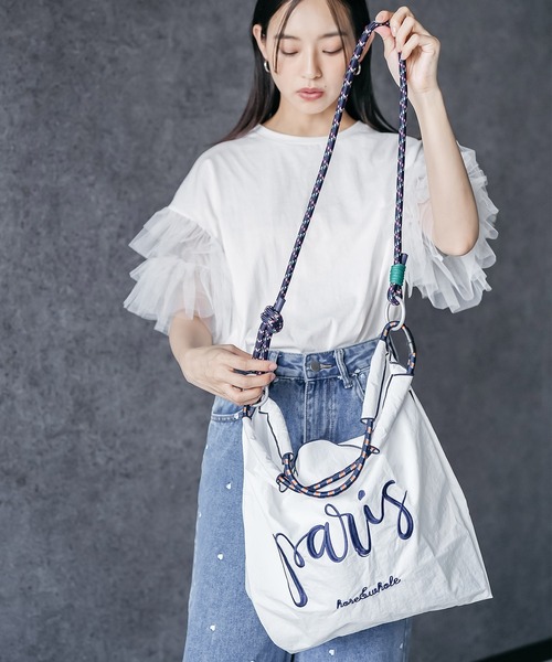 mili an deni(ミリアンデニ)の「3WAYフォントロープトートバッグ(ショルダーバッグ・レディース・カーキ/ブラック/ホワイト・F)」の9枚目の写真