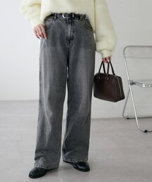 新色追加/ユニセックス】オーバーダイタックデニムワイドパンツ