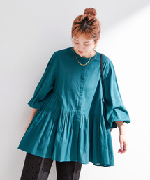 手洗い可 / 切り替えチュニックブラウス