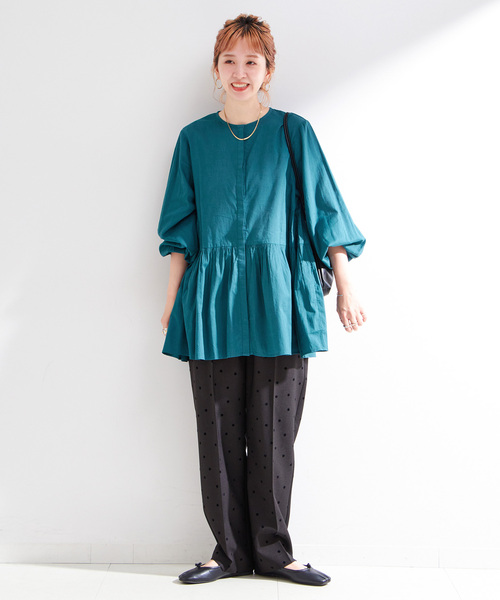 B.C STOCK（ベーセーストック）の「手洗い可 / 切り替えチュニックブラウス（シャツ/ブラウス・レディース・ブラック/ホワイト/グリーン・FREE）」の17枚目の写真