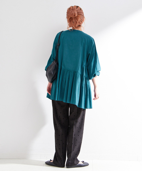 B.C STOCK（ベーセーストック）の「手洗い可 / 切り替えチュニックブラウス（シャツ/ブラウス・レディース・ブラック/ホワイト/グリーン・FREE）」の20枚目の写真