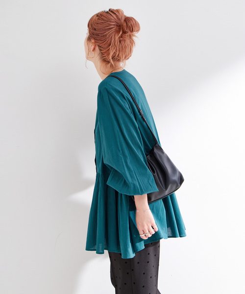 B.C STOCK（ベーセーストック）の「手洗い可 / 切り替えチュニックブラウス（シャツ/ブラウス・レディース・ブラック/ホワイト/グリーン・FREE）」の22枚目の写真