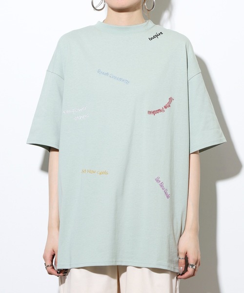 FUNALIVE(ファンアライブ)の「カラーロゴ刺繍オーバーサイズメッセージTシャツ(Tシャツ/カットソー・レディース・グリーン/ブラック/オフホワイト・FREE)」の22枚目の写真