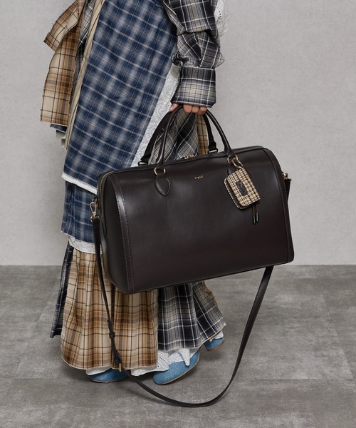 Ungrid（アングリッド）の「【Ungrid/アングリッド】ケースチャーム付 チェックコンビキャリーオントラベルボストンバッグ（スーツケース/キャリーバッグ・レディース・ブラック系その他/キャメル/ダークブラウン/ブラック/ブラウン系その他・FREE）」の4枚目の写真