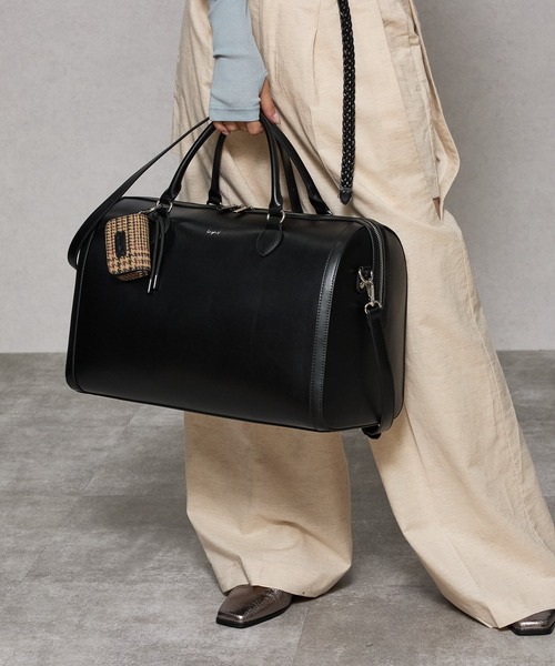 Ungrid（アングリッド）の「【Ungrid/アングリッド】ケースチャーム付 チェックコンビキャリーオントラベルボストンバッグ（スーツケース/キャリーバッグ・レディース・ブラック系その他/キャメル/ダークブラウン/ブラック/ブラウン系その他・FREE）」の2枚目の写真