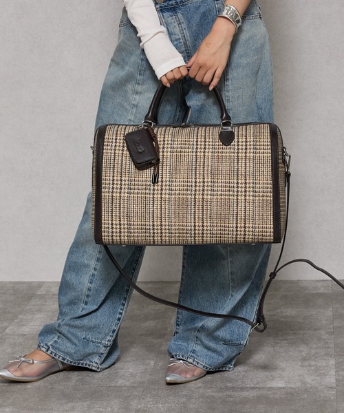 Ungrid（アングリッド）の「【Ungrid/アングリッド】ケースチャーム付 チェックコンビキャリーオントラベルボストンバッグ（スーツケース/キャリーバッグ・レディース・ブラック系その他/キャメル/ダークブラウン/ブラック/ブラウン系その他・FREE）」の11枚目の写真