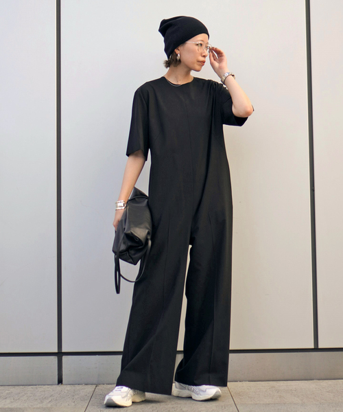 AP STUDIO(エーピーストゥディオ)の「TRWハーフスリーブオールインワン(つなぎ/オールインワン・レディース・ブラック・36/38)」の2枚目の写真