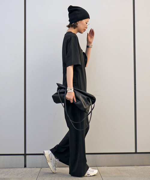 AP STUDIO(エーピーストゥディオ)の「TRWハーフスリーブオールインワン(つなぎ/オールインワン・レディース・ブラック・36/38)」の3枚目の写真