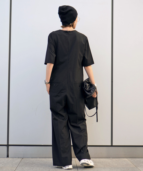 AP STUDIO(エーピーストゥディオ)の「TRWハーフスリーブオールインワン(つなぎ/オールインワン・レディース・ブラック・36/38)」の4枚目の写真