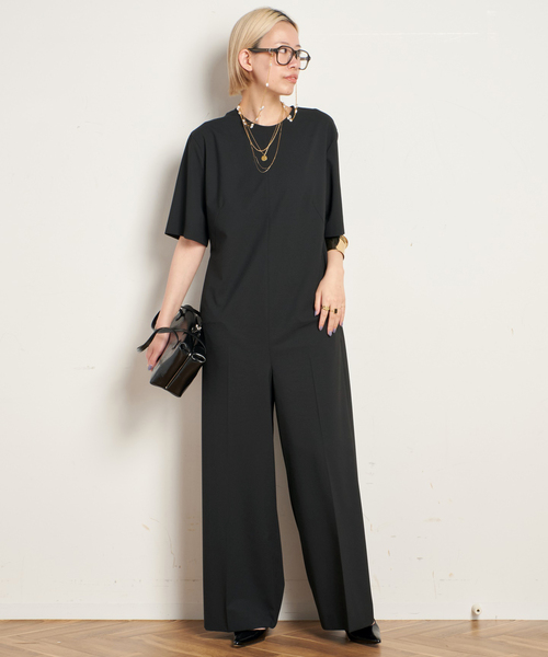 AP STUDIO(エーピーストゥディオ)の「TRWハーフスリーブオールインワン(つなぎ/オールインワン・レディース・ブラック・36/38)」の6枚目の写真