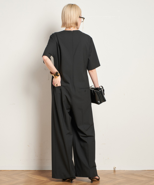 AP STUDIO(エーピーストゥディオ)の「TRWハーフスリーブオールインワン(つなぎ/オールインワン・レディース・ブラック・36/38)」の8枚目の写真