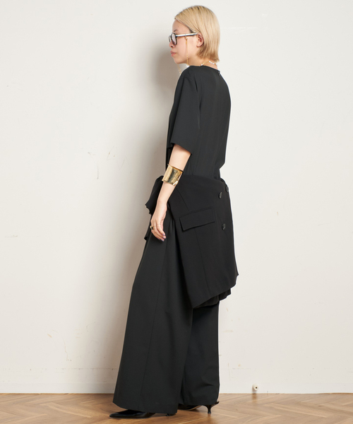 AP STUDIO(エーピーストゥディオ)の「TRWハーフスリーブオールインワン(つなぎ/オールインワン・レディース・ブラック・36/38)」の10枚目の写真