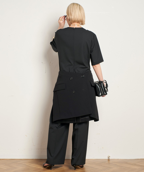 AP STUDIO(エーピーストゥディオ)の「TRWハーフスリーブオールインワン(つなぎ/オールインワン・レディース・ブラック・36/38)」の11枚目の写真