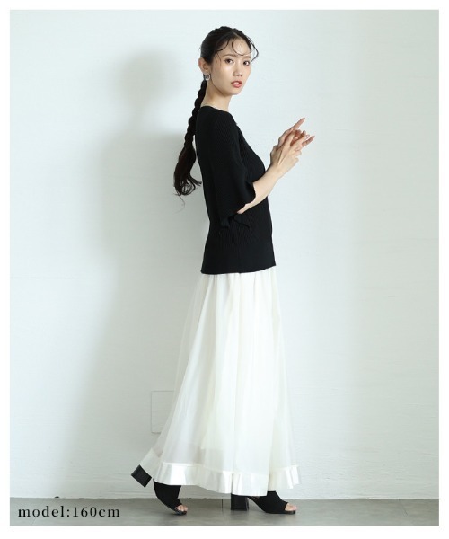 Sawa a la mode(サワアラモード)の「サマーリブニットドルマンスリーブトップス(ニット/セーター・レディース・ブラック/ホワイト・FREE)」の9枚目の写真