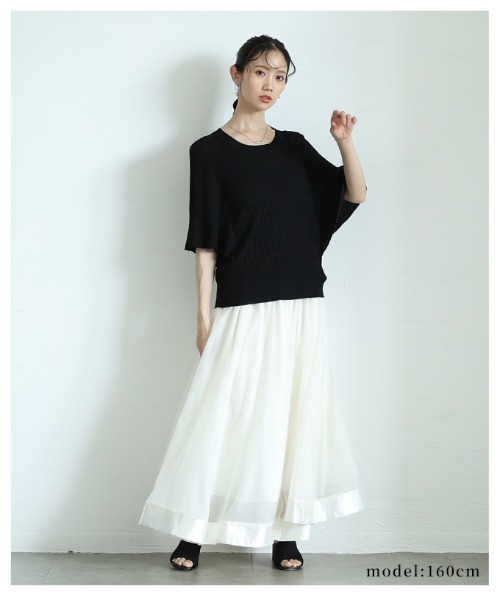 Sawa a la mode(サワアラモード)の「サマーリブニットドルマンスリーブトップス(ニット/セーター・レディース・ブラック/ホワイト・FREE)」の12枚目の写真