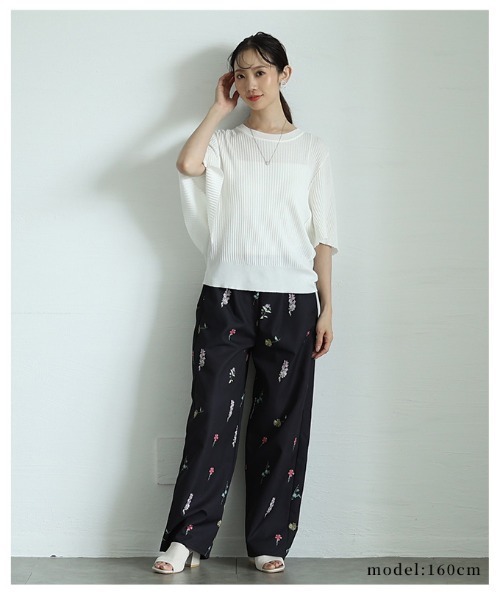 Sawa a la mode(サワアラモード)の「サマーリブニットドルマンスリーブトップス(ニット/セーター・レディース・ブラック/ホワイト・FREE)」の20枚目の写真
