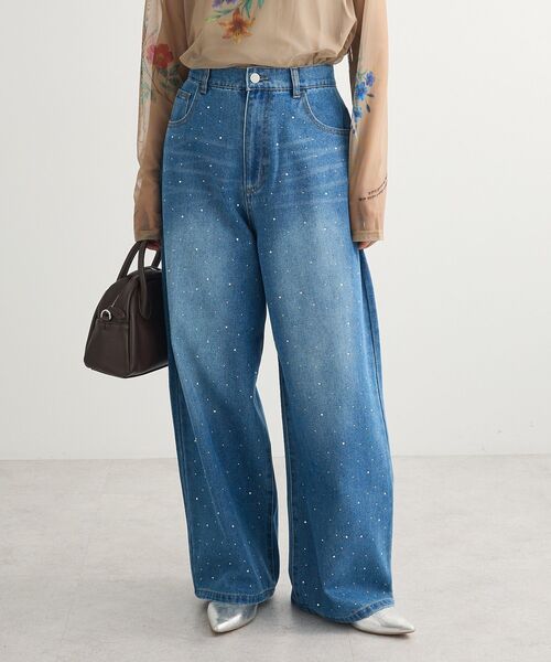 ELENCARE DUE（エレンカーレデュエ）の「・ELENCARE DUE ラインストーンデニム（デニムパンツ・レディース・ライトインディゴブルー/ブラック・FREE）」の2枚目の写真