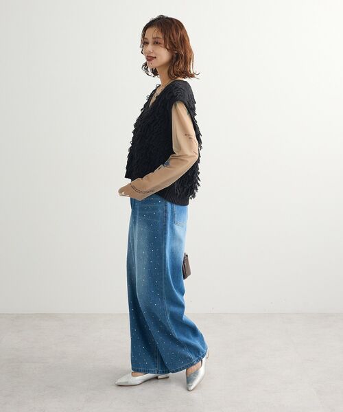 ELENCARE DUE（エレンカーレデュエ）の「・ELENCARE DUE ラインストーンデニム（デニムパンツ・レディース・ライトインディゴブルー/ブラック・FREE）」の5枚目の写真