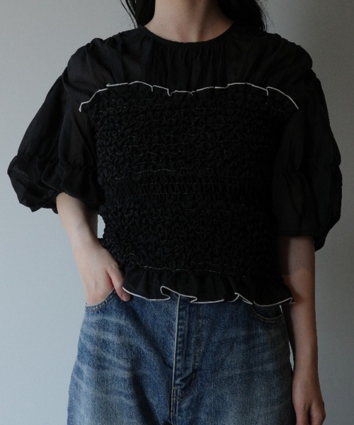 CLANE COLOR STITCHED SHIRRING TOPS（その他トップス）｜CLANE