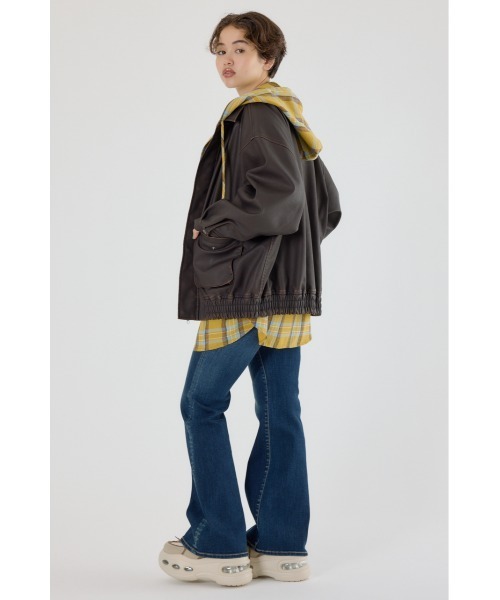 RODEO CROWNS WIDE BOWL(ロデオクラウンズワイドボウル)の「ヴィンテージフェイクレザーブルゾン(ブルゾン・レディース・ブラック/ダークグリーン/ブラウン・LARGE/MEDIUM)」の7枚目の写真