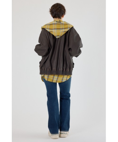 RODEO CROWNS WIDE BOWL(ロデオクラウンズワイドボウル)の「ヴィンテージフェイクレザーブルゾン(ブルゾン・レディース・ブラック/ダークグリーン/ブラウン・LARGE/MEDIUM)」の8枚目の写真