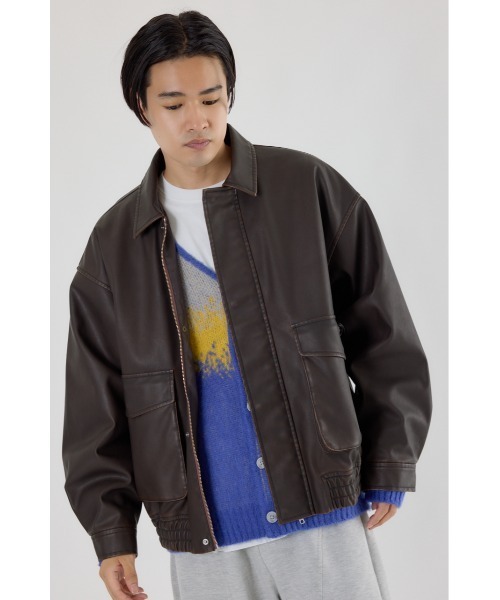 RODEO CROWNS WIDE BOWL(ロデオクラウンズワイドボウル)の「ヴィンテージフェイクレザーブルゾン(ブルゾン・レディース・ブラック/ダークグリーン/ブラウン・LARGE/MEDIUM)」の10枚目の写真