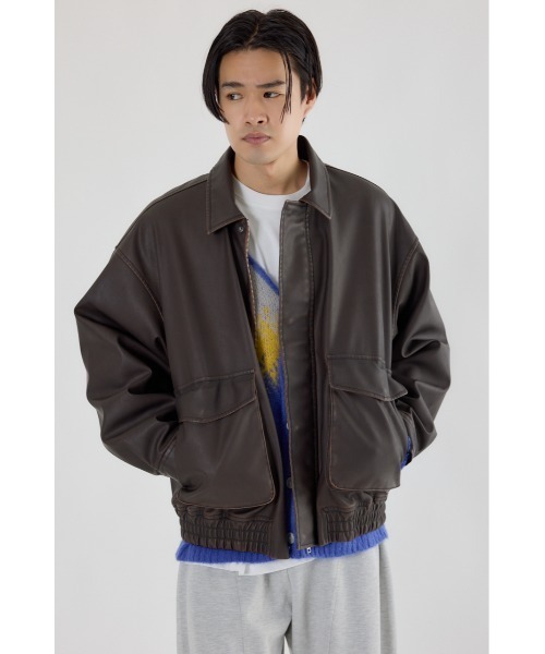 RODEO CROWNS WIDE BOWL(ロデオクラウンズワイドボウル)の「ヴィンテージフェイクレザーブルゾン(ブルゾン・レディース・ブラック/ダークグリーン/ブラウン・LARGE/MEDIUM)」の11枚目の写真