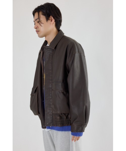 RODEO CROWNS WIDE BOWL(ロデオクラウンズワイドボウル)の「ヴィンテージフェイクレザーブルゾン(ブルゾン・レディース・ブラック/ダークグリーン/ブラウン・LARGE/MEDIUM)」の12枚目の写真