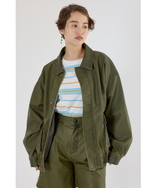 RODEO CROWNS WIDE BOWL(ロデオクラウンズワイドボウル)の「ヴィンテージフェイクレザーブルゾン(ブルゾン・レディース・ブラック/ダークグリーン/ブラウン・LARGE/MEDIUM)」の17枚目の写真