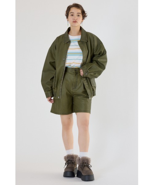 RODEO CROWNS WIDE BOWL(ロデオクラウンズワイドボウル)の「ヴィンテージフェイクレザーブルゾン(ブルゾン・レディース・ブラック/ダークグリーン/ブラウン・LARGE/MEDIUM)」の20枚目の写真