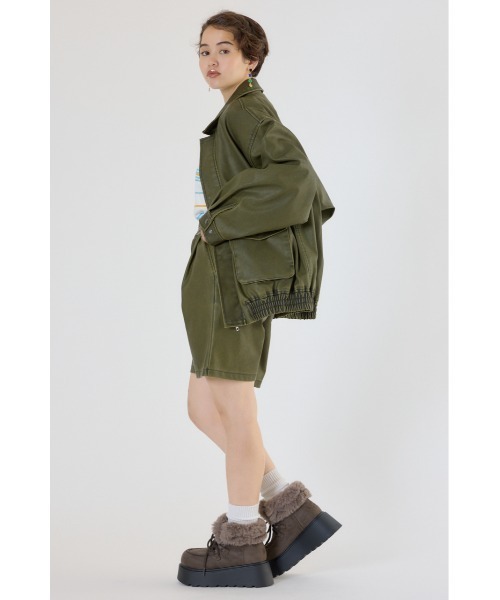 RODEO CROWNS WIDE BOWL(ロデオクラウンズワイドボウル)の「ヴィンテージフェイクレザーブルゾン(ブルゾン・レディース・ブラック/ダークグリーン/ブラウン・LARGE/MEDIUM)」の21枚目の写真