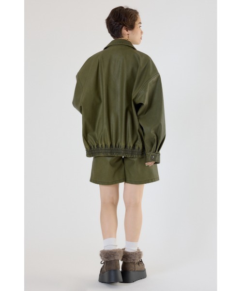 RODEO CROWNS WIDE BOWL(ロデオクラウンズワイドボウル)の「ヴィンテージフェイクレザーブルゾン(ブルゾン・レディース・ブラック/ダークグリーン/ブラウン・LARGE/MEDIUM)」の22枚目の写真