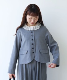 bulle de savon | 2/80 TWツイル ノーカラージャケット(ノーカラージャケット)