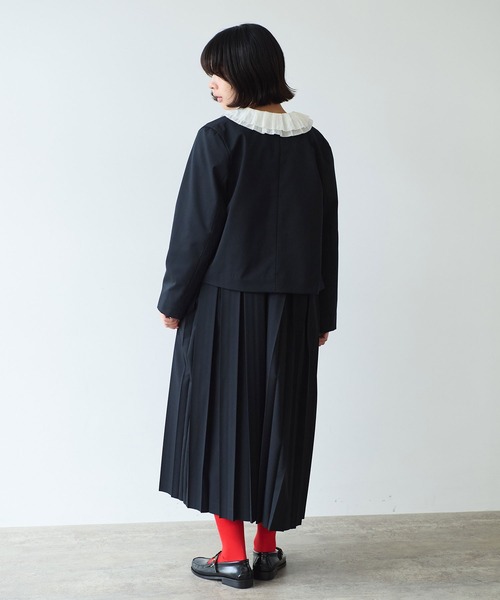 bulle de savon(ビュルデサボン)の「2/80 TWツイル ノーカラージャケット(ノーカラージャケット・レディース・ブラック/グレー・FREE)」の19枚目の写真