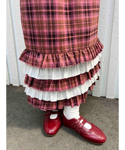 WC(ダブル シー)の「ヘムフリルチェックロングスカート(スカート・レディース・ピンク/ブルー・FREE)」の15枚目の写真