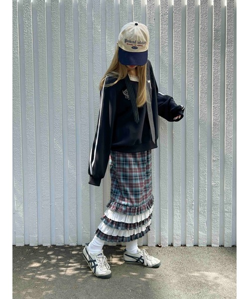 WC(ダブル シー)の「ヘムフリルチェックロングスカート(スカート・レディース・ピンク/ブルー・FREE)」の10枚目の写真