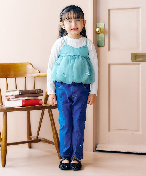 apres les cours(アプレレクール)の「【ジュニア対応】バルーンチュールキャミドッキングTシャツ(Tシャツ/カットソー・キッズ・ピンク/アイボリー・90/100/120/80/130/140/110)」の5枚目の写真