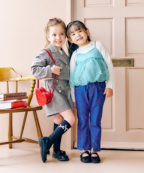 apres les cours(アプレレクール)の「【ジュニア対応】バルーンチュールキャミドッキングTシャツ(Tシャツ/カットソー・キッズ・ピンク/アイボリー・90/100/120/80/130/140/110)」の7枚目の写真