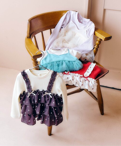 apres les cours(アプレレクール)の「【ジュニア対応】バルーンチュールキャミドッキングTシャツ(Tシャツ/カットソー・キッズ・ピンク/アイボリー・90/100/120/80/130/140/110)」の9枚目の写真