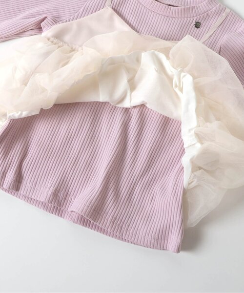 apres les cours(アプレレクール)の「【ジュニア対応】バルーンチュールキャミドッキングTシャツ(Tシャツ/カットソー・キッズ・ピンク/アイボリー・90/100/120/80/130/140/110)」の14枚目の写真