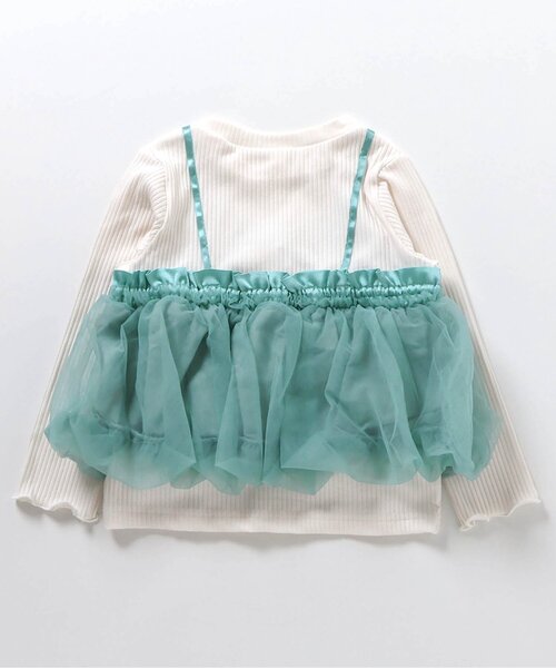 apres les cours(アプレレクール)の「【ジュニア対応】バルーンチュールキャミドッキングTシャツ(Tシャツ/カットソー・キッズ・ピンク/アイボリー・90/100/120/80/130/140/110)」の4枚目の写真