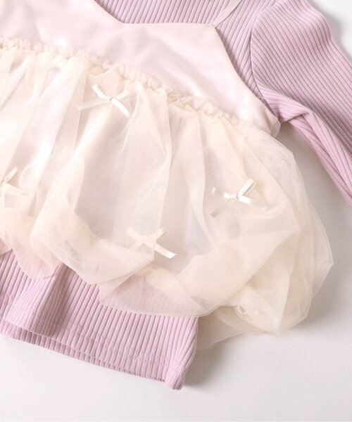 apres les cours(アプレレクール)の「【ジュニア対応】バルーンチュールキャミドッキングTシャツ(Tシャツ/カットソー・キッズ・ピンク/アイボリー・90/100/120/80/130/140/110)」の13枚目の写真