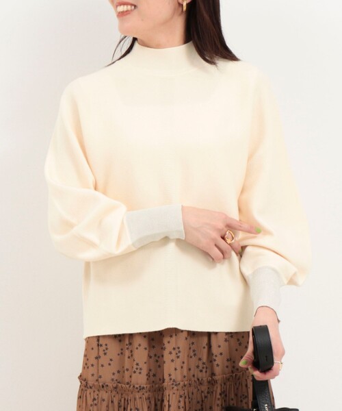 MICO COULIER（ミコクリエ）の「ウォッシャブルバナナスリーブ ハイネックプルオーバー（ニット/セーター・レディース・ベビーピンク/キナリ/ライトグリーン/ブラウン・38）」の6枚目の写真