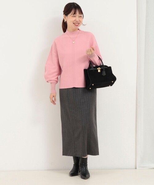 MICO COULIER（ミコクリエ）の「ウォッシャブルバナナスリーブ ハイネックプルオーバー（ニット/セーター・レディース・ベビーピンク/キナリ/ライトグリーン/ブラウン・38）」の8枚目の写真