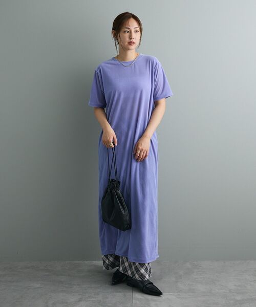 CRAFT STANDARD BOUTIQUE(クラフトスタンダードブティック)の「ベロアハーフスリーブワンピース(ワンピース・レディース・ブラウン/グレー系その他2/パープル・FREE)」の5枚目の写真