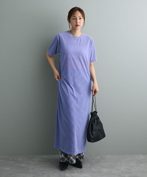 CRAFT STANDARD BOUTIQUE(クラフトスタンダードブティック)の「ベロアハーフスリーブワンピース(ワンピース・レディース・ブラウン/グレー系その他2/パープル・FREE)」の6枚目の写真