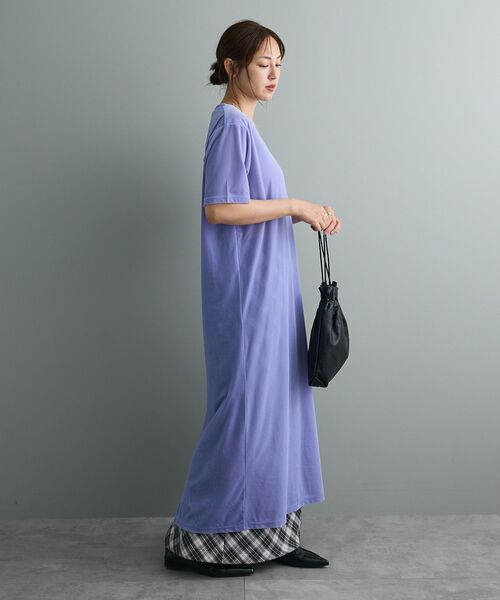 CRAFT STANDARD BOUTIQUE(クラフトスタンダードブティック)の「ベロアハーフスリーブワンピース(ワンピース・レディース・ブラウン/グレー系その他2/パープル・FREE)」の8枚目の写真