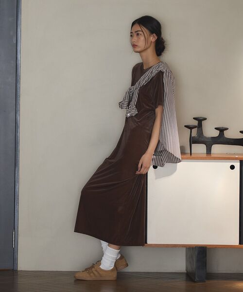 CRAFT STANDARD BOUTIQUE(クラフトスタンダードブティック)の「ベロアハーフスリーブワンピース(ワンピース・レディース・ブラウン/グレー系その他2/パープル・FREE)」の10枚目の写真
