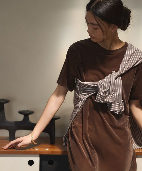 CRAFT STANDARD BOUTIQUE(クラフトスタンダードブティック)の「ベロアハーフスリーブワンピース(ワンピース・レディース・ブラウン/グレー系その他2/パープル・FREE)」の15枚目の写真